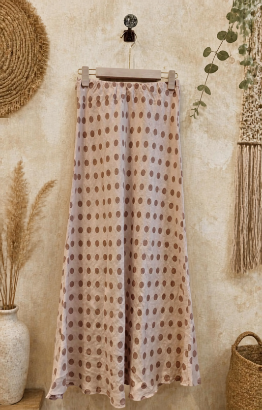 Rose Polkadot Linen Skirt